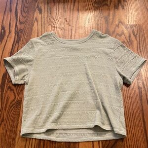 American Eagle Outfitters Textured Light Green Short Sleeve Top